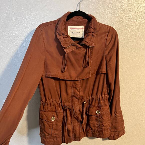 Cartonnier Anthropologie Anorak Utility Cargo Jacket Rust Orange Size 4 - Picture 2 of 5